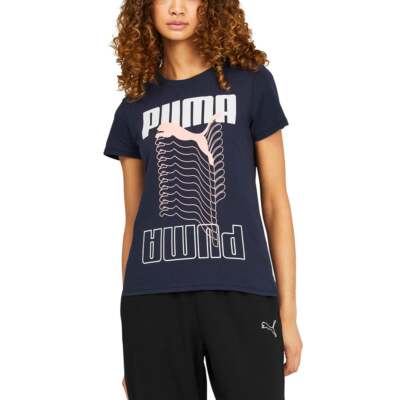 

Женские синие повседневные топы Puma Cat Ladder Tee Inf 671869-43, Синий