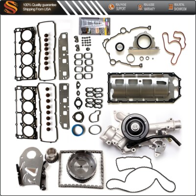 For 03-08 Dodge Ram 1500 5.7 Full Gasket Set Timing Chain Kit Water Pump&Gasket