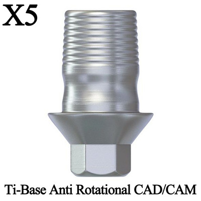 5x Dental Anti Rotational CAD/CAM Library Ti Base Hex MIS Compatible Fixture
