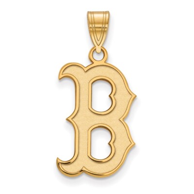 Pre-owned Diamond2deal 10k Gold Mlb Logoart Boston Red Sox Letter B Large Pendant L-25mm In Yellow