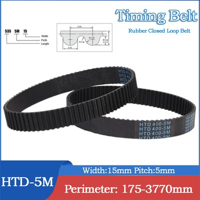 HTD3M Timing Belt Black Rubber Closed Loop Belt Width 15mm Pitch 5mm 3D Printer