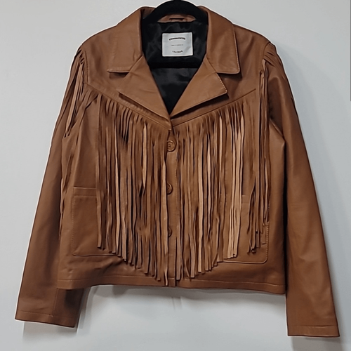 Pre-owned Free People Understated Bronco Leather Jacket In Brown