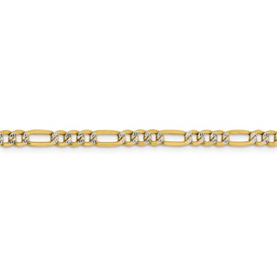 Pre-owned Superdealsforeverything Real 14kt 3.9mm Semi-solid Pavï¿½ Figaro Chain Bracelet; 8 Inch, Lobster Clasp In Two-tone