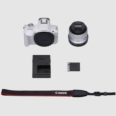 Canon EOS R50 Mirrorless Camera White + 18-45mm F4.5-6.3 IS STM Lens Pro Bundle