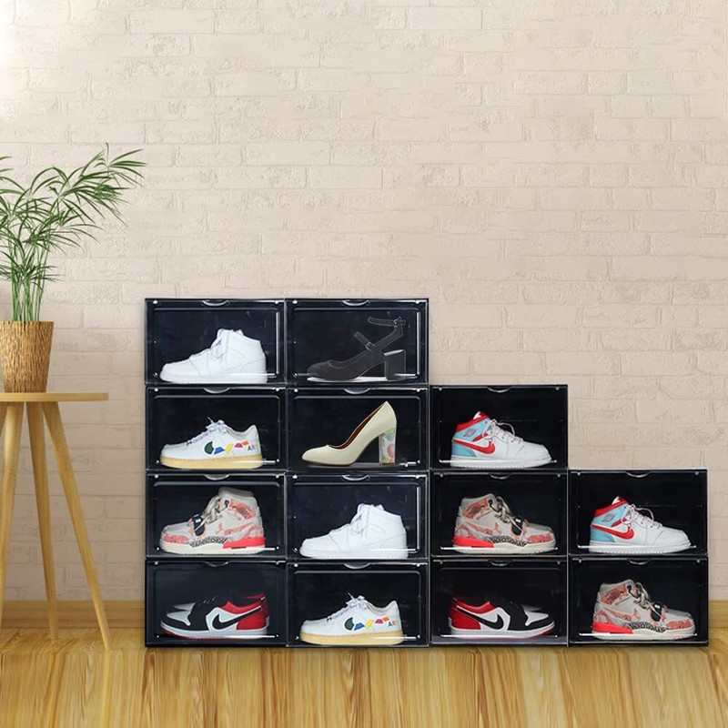 Shoe Display, Plastic Stackable Shoe Box 8 Pack, Display Case Container Sneaker