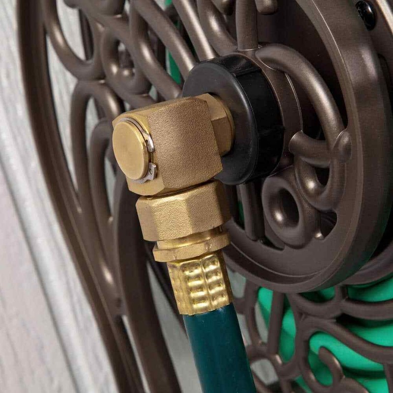 Hampton Bay Hose Reel WallMounted Cast Aluminum Outdoor Manual Crank Bronze 125'
