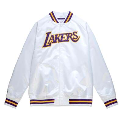 Mitchell & Ness Легкая Атласная Куртка Мужские Белые Пальто Куртки Верхняя Одежда STJK