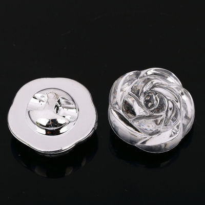CraftbuddyUS AB6 20pc 25mm Sew On Diamante Clear Acrylic 3D Rose Crystal Button 