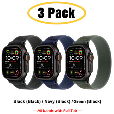 3 PACK Trail Loop Sport Band for Apple Watch 10 9 8 7 6 SE 44/45/46/49mm Ultra 2