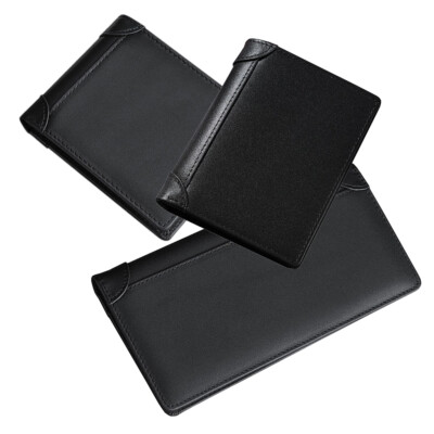 100% Genuine Leather Men's Wallet RFID Blocking Card Holder Bifold  Long Wallet