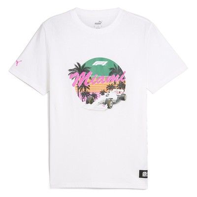 Футболка с коротким рукавом и круглым вырезом Puma F1 Miami с графическим рисунком, мужские белые повседневные топы 6278