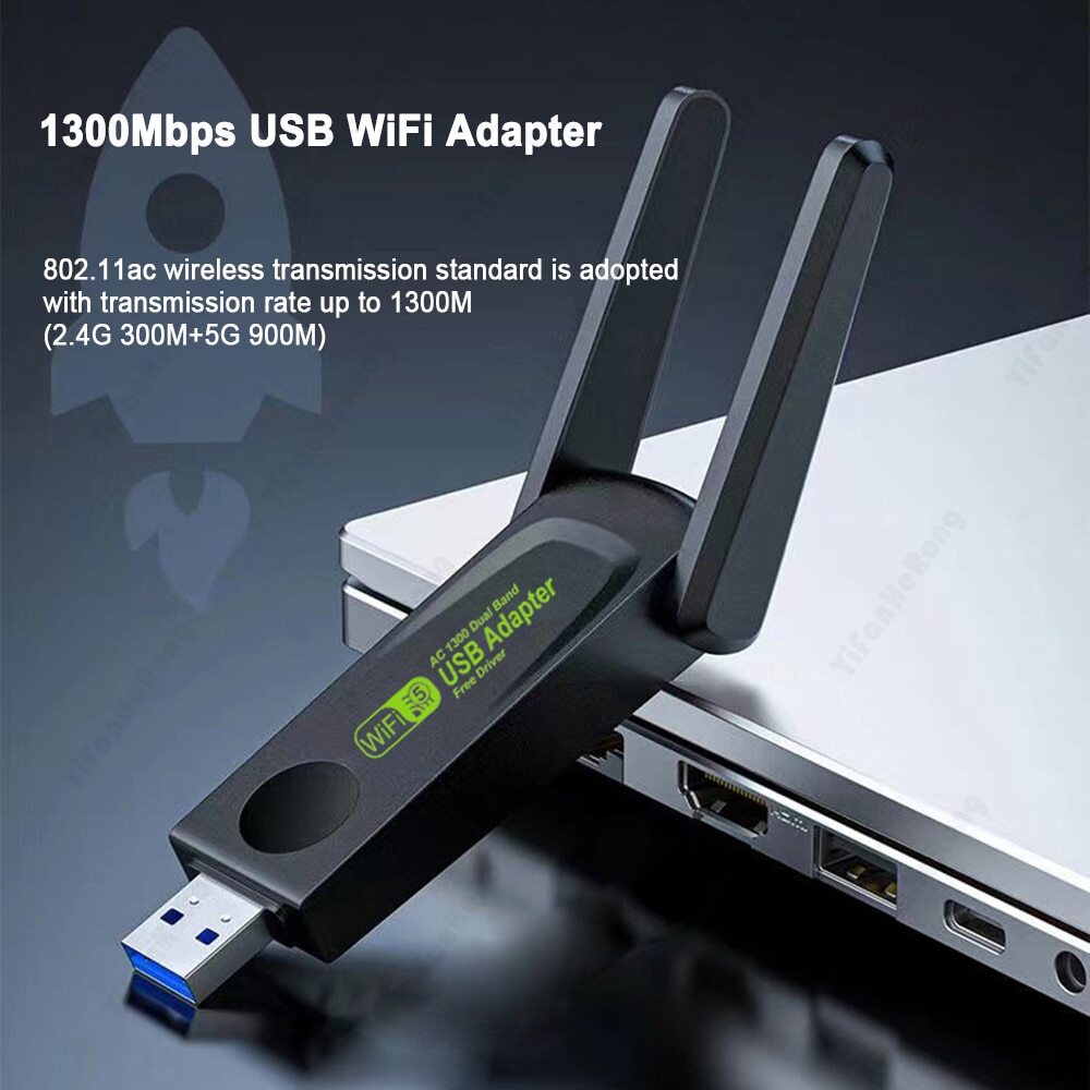 1300Mbps USB 3.0 WiFi Adapter Dual Band 2.4G/5GHz Wireless Wi-Fi Dongle Network