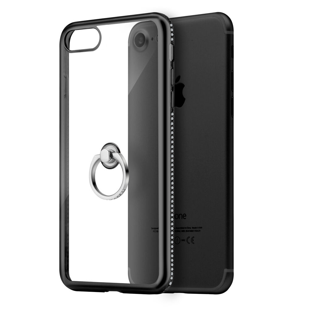 iPhone 7 / 8 - Hard TPU Rubber Case Cover BLACK Diamond Blin