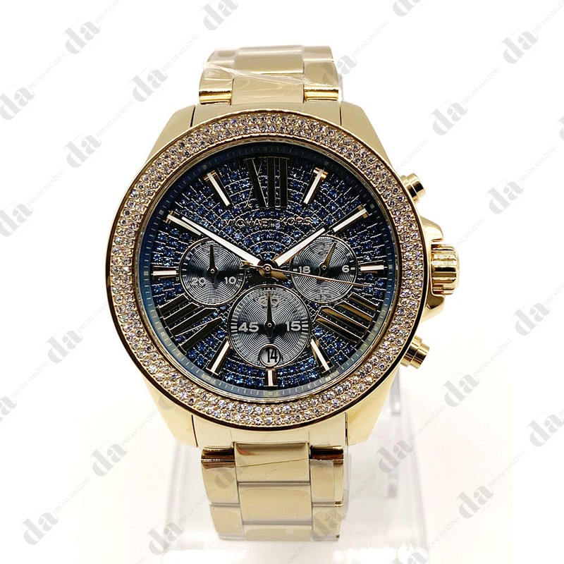 Michael Kors MK6291 42mm Wren Blue Crystal Glitz Chronograph