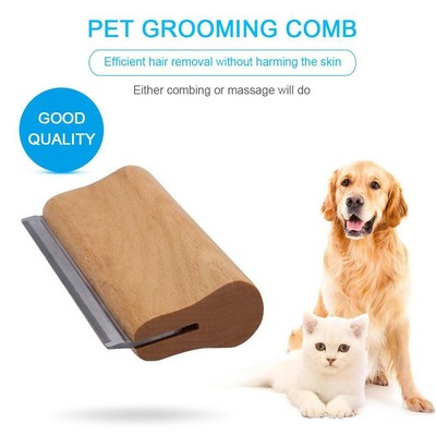 New Dog Comb Solid Wood Handle Stainless Steel Pet Grooming