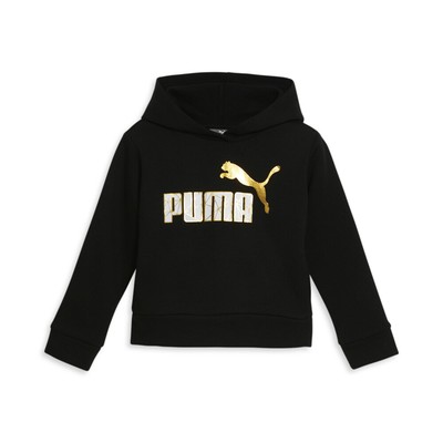 Puma Безупречный флисовый пуловер с капюшоном для молодых девушек, черная повседневная верхняя одежда 85976501