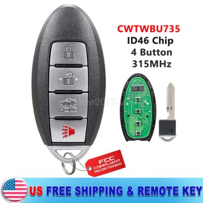 For Nissan Sentra 2007-2012 Smart Remote Key Proximity Fob CWTWBU735 + ID46 Chip