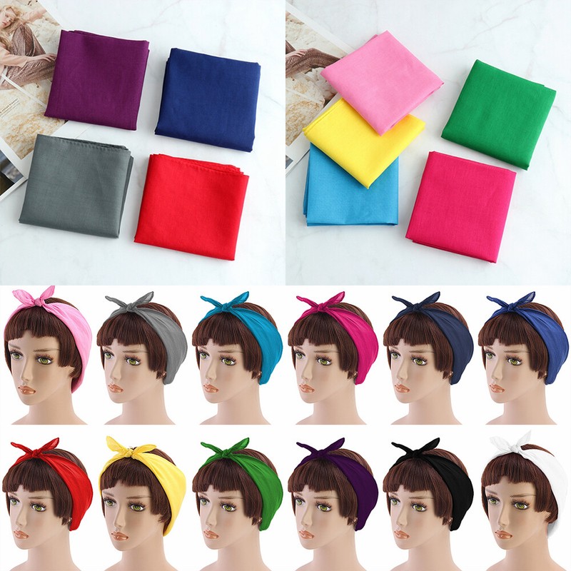 Multifunction Women Bandana Square Scarf Head Wrap Neck Wrist Band