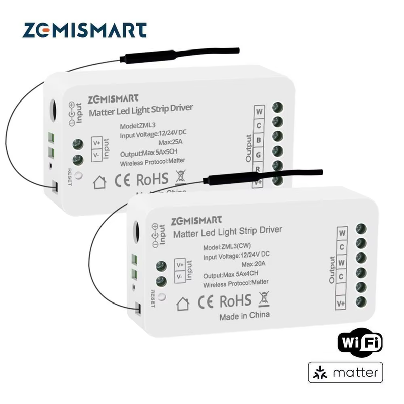 Zemismart Matter Over WiFi RGBCW CCT Led Strip Light Driver Smart Controller Wor