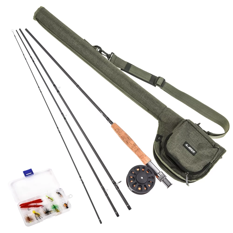 9' Fly Fishing Rod and Reel Combo with Carry Bag 10 Flies Complete Starter