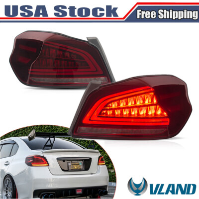 LED Tail Lights Red Lens For 2015-2021 Subaru WRX/WRX STI VLAND Left＆Right A Set