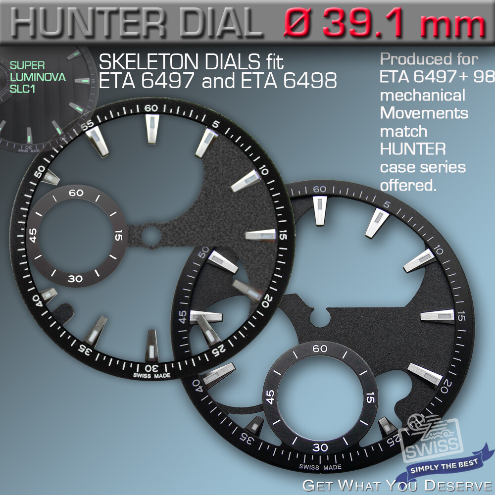 DIAL SKELETON, HUNTER Ø 39.1 MM, FOR MOVEMENT ETA UNITAS