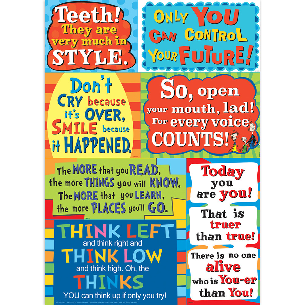 Eureka 847151 Dr Seuss Inspirational Reading Quotes Classroom Decorations