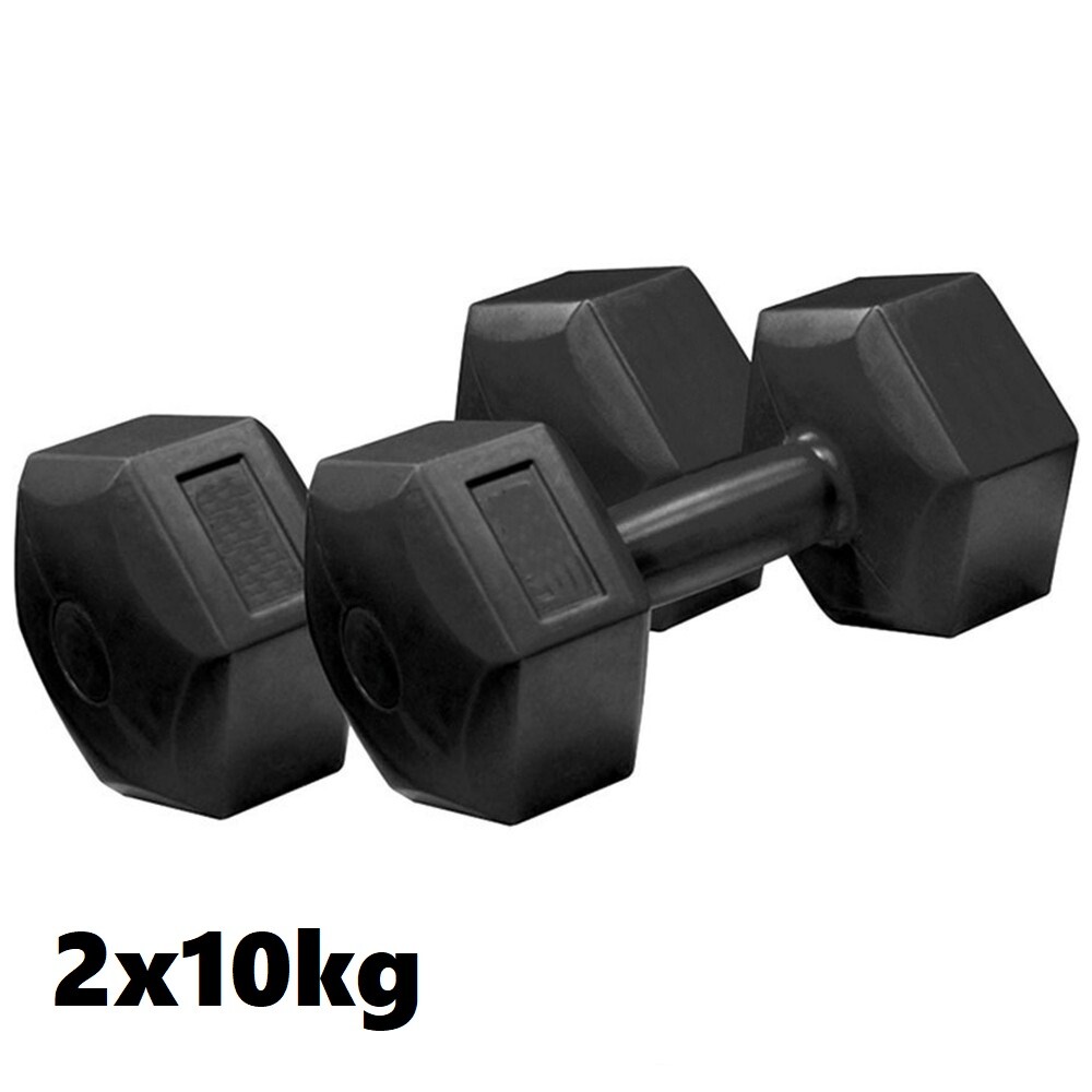 Coppia Di Manubri In Vinile Da 10Kg Ognuno Manubri Pesi Palestra Fitness cir