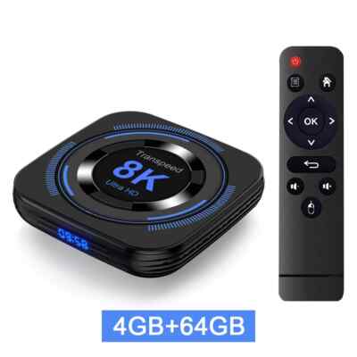 Transpeed Android TV BOX Dual Wifi Support 8K 4K BT Voice Media player Set
