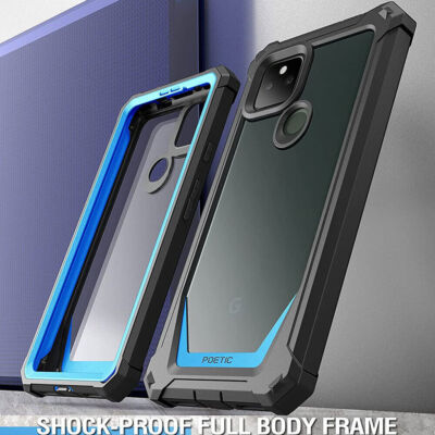 For Google Pixel 5A 5G Case Clear Back Shockproof Cover 360 Full Coverage Blue