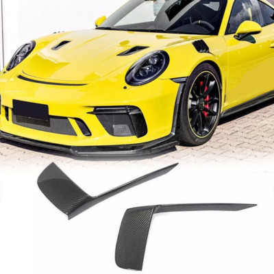 Dry Carbon Fiber Front Bumper Splitter Vent Cover For Porsche 911 991.2 GT3 RS