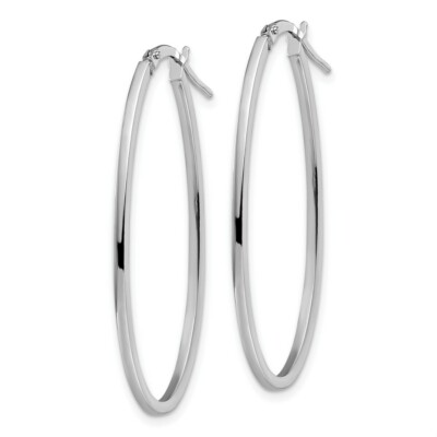 Pre-owned Superdealsforeverything Real 14kt White Gold Polished Oval Hoop Earrings