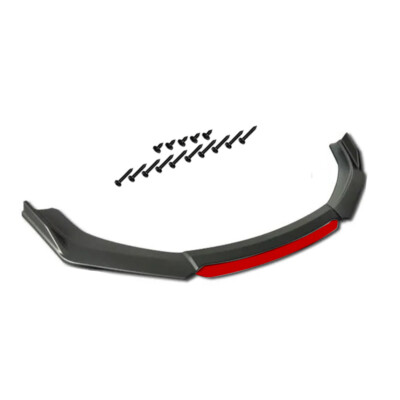For Universal Car Front Bumper Lip Spoiler Splitter Body Kit Matte Black + Red