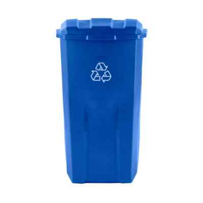 Roughneck 45 Gal. Vented Blue Wheeled Recycling Trash Container
