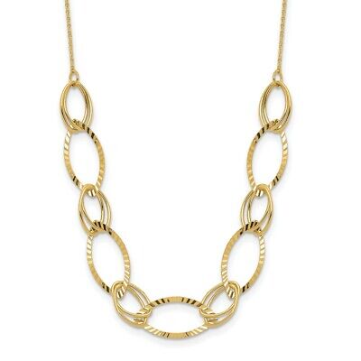 Pre-owned Superdealsforeverything Real 14kt Yellow Gold Polished Diamond Cut Oval Link Necklace; 18 Inch