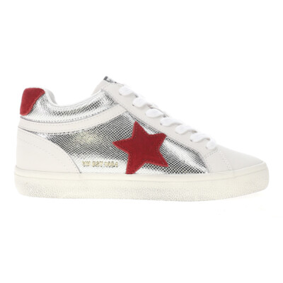 Vintage Havana Bounce Metallic Lace Up  Womens Red, Silver, White Sneakers Casua