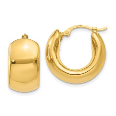 Pre-owned Superdealsforeverything Real 14kt Yellow Gold Wide Puffed Hoop Earrings