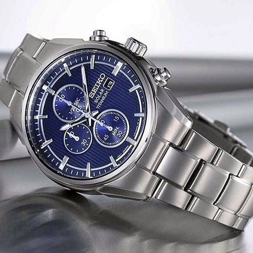 Pre-owned Seiko Prospex Land Ssc365p1 Solar Titanium Chronograph Men's Watch