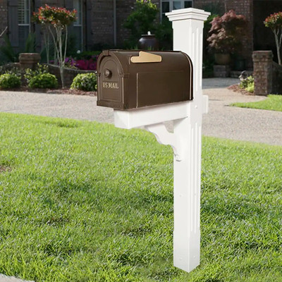 Postal Pro Post-Mount Hampton Mailbox in Bronze with Gold Lettering New--US