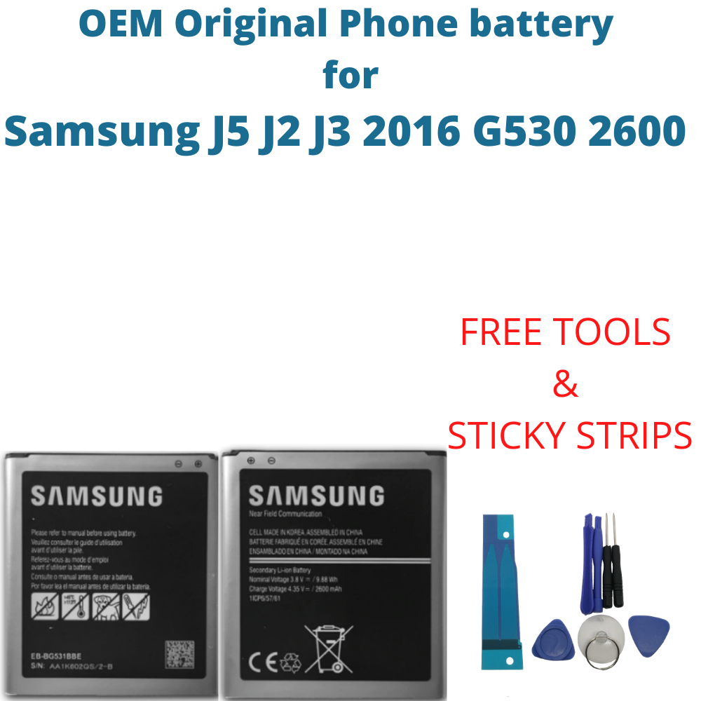 Oem Original Battery For Samsung J5 J2 J3 16 G530 2600 Mah Eb Bg531bbe Akku Ebay
