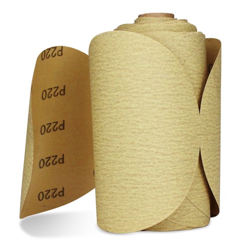 100 Pack - 150 Grit 5 Inch Discs On a Roll PSA Gold Sticky Back DA Sanding Paper