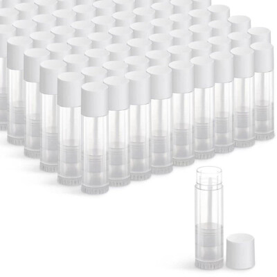 Empty Lip Balm Tubes Bulk Round with White Caps 3/16 Oz (5.5 ml) 60 Tubes Pack