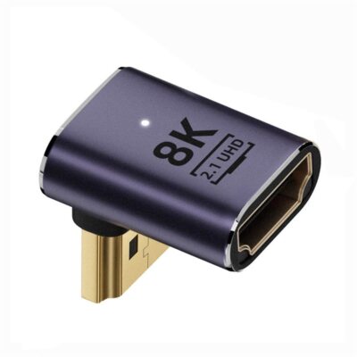 HDMI Male to HDMI 2.1 Female Low Profile Vertical 90 Degree Down Angled UHD E...