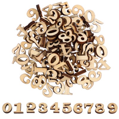 100 Pcs Lightweight Nature Texture Small Wood Numbers Wooden Numbers