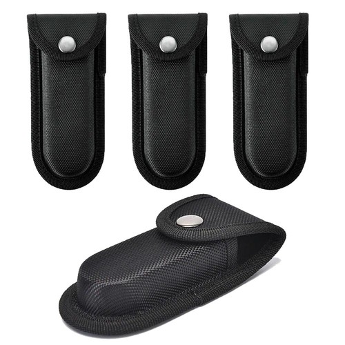 NEW 4pcs Hard Boxed Reinforced Nylon Belt Sheath for 5" Folding Knife Black USA