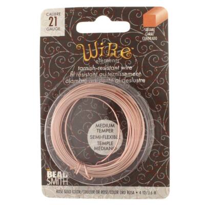 Wire Elements SQUARE Rose Gold Wire by Beadsmith (18 & 21 Gauge)