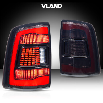 For 09-18 Ram 1500 2500 3500 LED Tail Lights Smoke Red Lens Fit Halogen LED Lamp