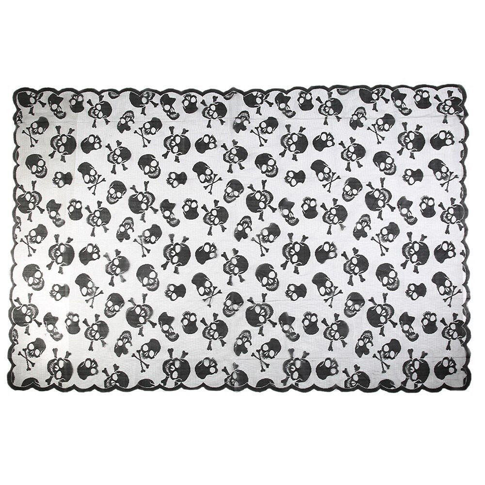 Halloween Party Lace Table Cloth Skeleton Skull Cover Black Party Decoration