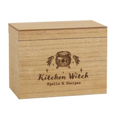 Something Different Kitchen Witch Wooden Recipe Box (SD4206)