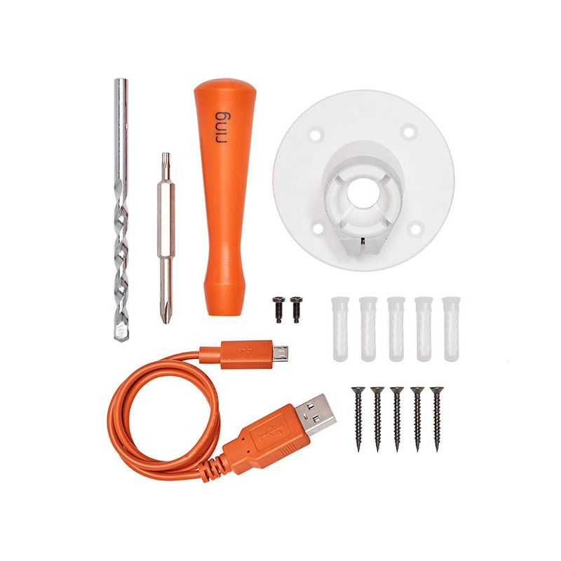 Ring Spotlight Camera Wireless Battery Spare Parts Kit Mount Bracket Screw White